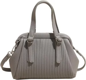 JYG Small Tote Bag for Women Spring PU Leather Shoulder Bag Kiss Lock Satchel Purse with Adjustable Strap