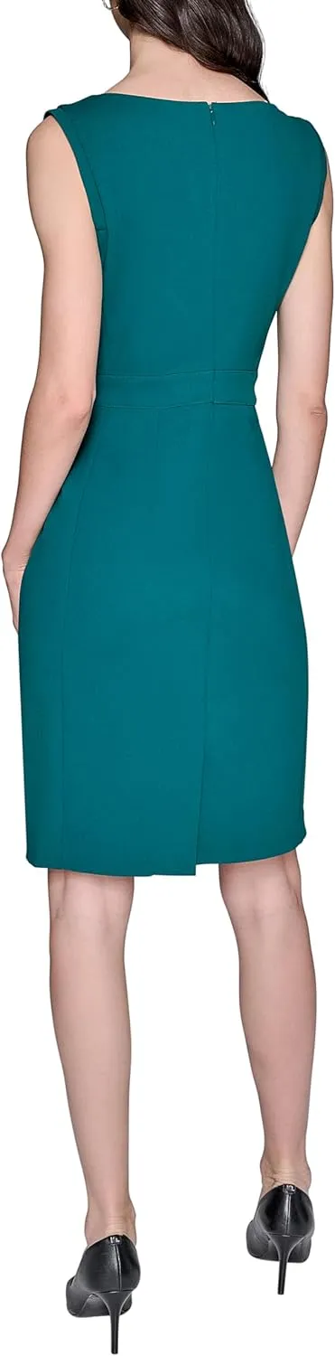 Karl Lagerfeld Paris Women's Lined Arm Trim Scuba Crepe Sheath Dress