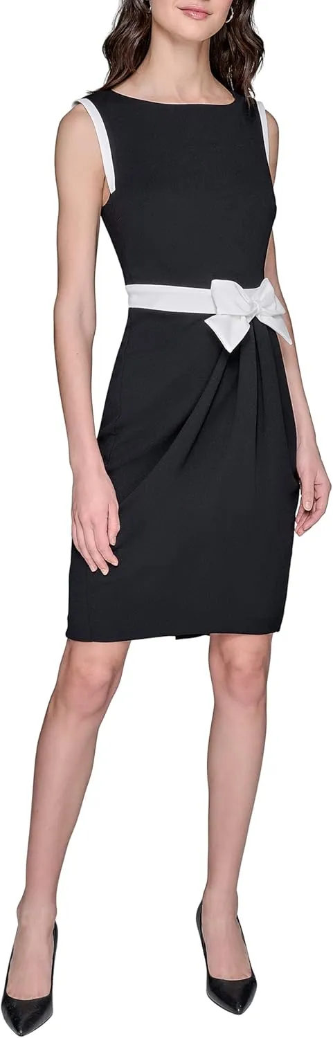 Karl Lagerfeld Paris Women's Lined Arm Trim Scuba Crepe Sheath Dress