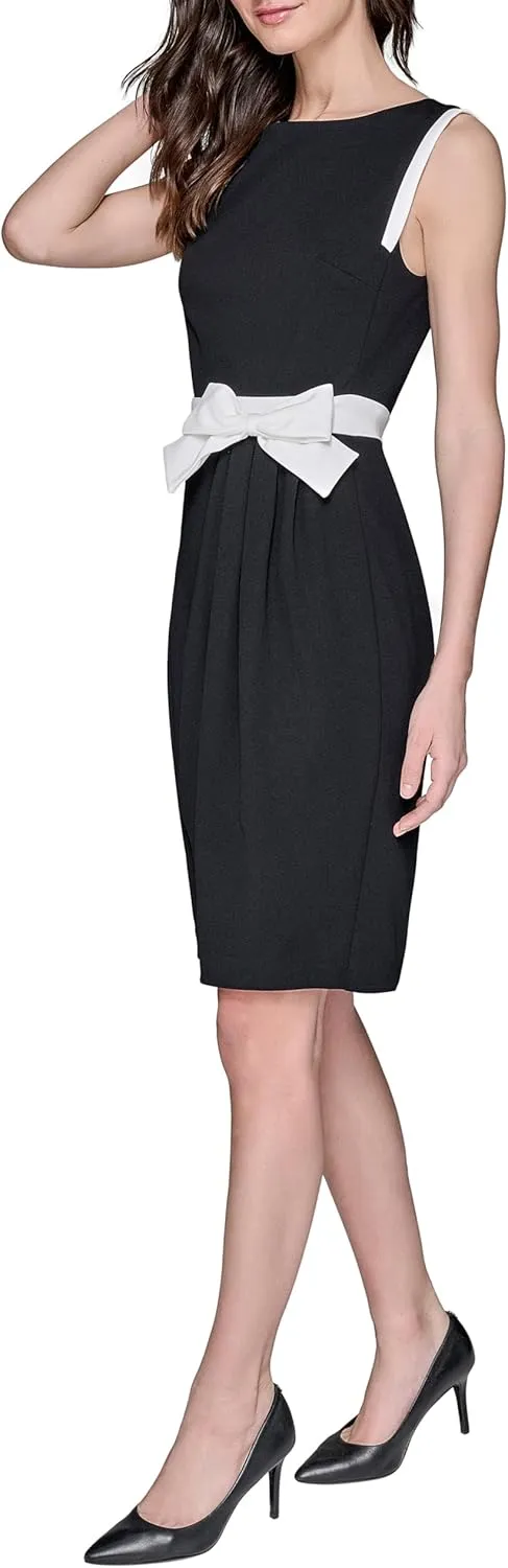 Karl Lagerfeld Paris Women's Lined Arm Trim Scuba Crepe Sheath Dress
