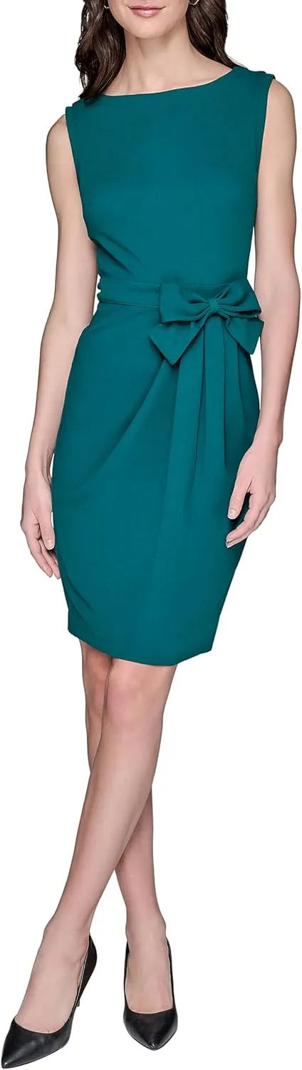Karl Lagerfeld Paris Women's Lined Arm Trim Scuba Crepe Sheath Dress