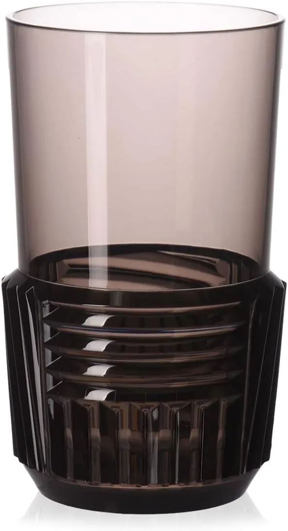 Kartell SFAC-K1512-FU-4S Tumbler/Long Drink, Set of 4, Trama Drink Φ3.3 / H5.9 inches (8.5/15 cm), 12.8 fl oz (340 ml), Smoke (Transparent)
