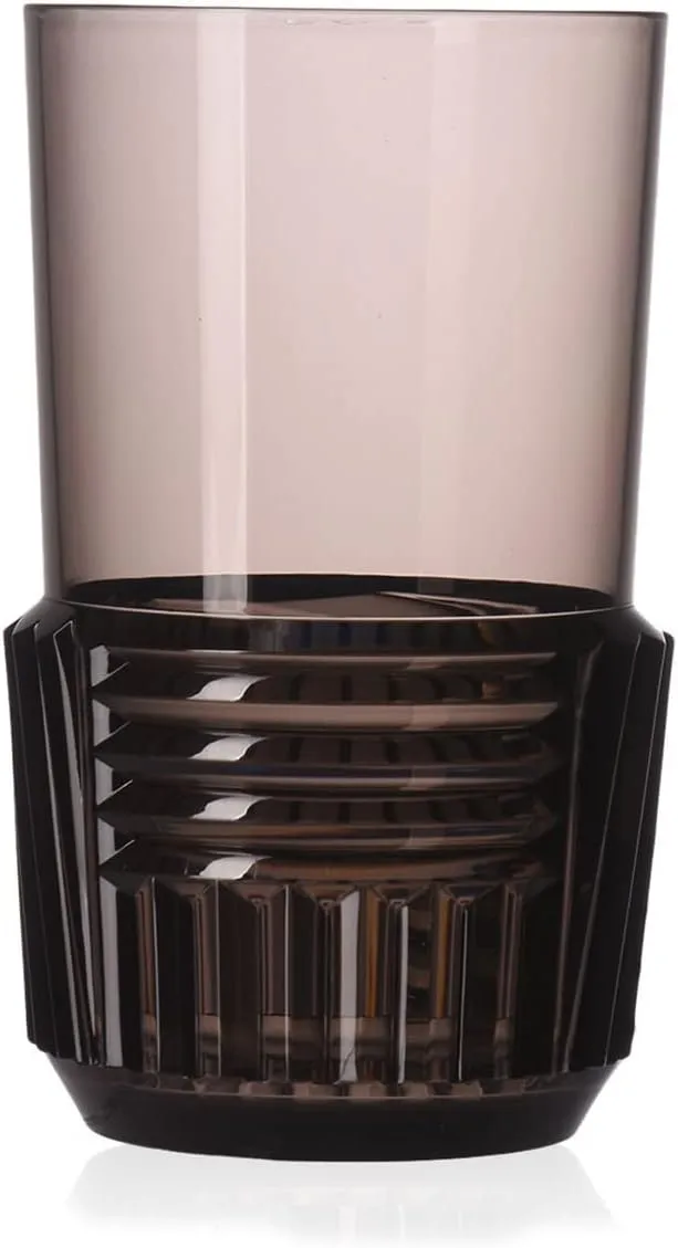 Kartell SFAC-K1512-FU-4S Tumbler/Long Drink, Set of 4, Trama Drink Φ3.3 / H5.9 inches (8.5/15 cm), 12.8 fl oz (340 ml), Smoke (Transparent)