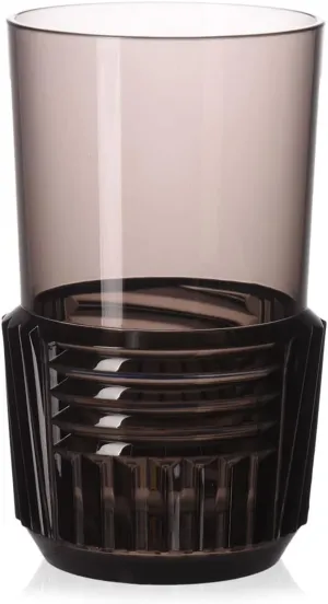 Kartell SFAC-K1512-FU-4S Tumbler/Long Drink, Set of 4, Trama Drink Φ3.3 / H5.9 inches (8.5/15 cm), 12.8 fl oz (340 ml), Smoke (Transparent)