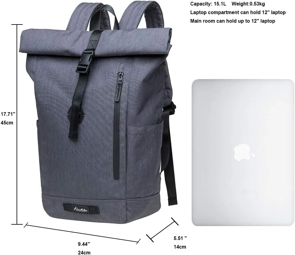 KAUKKO Large Multipurpose Backpack Satchel bags for Hiking Camping Travel with Laptop Compartment (04-2-grey)