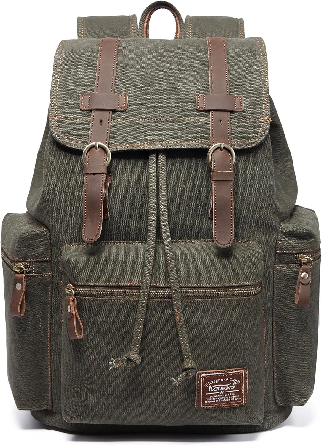 KAUKKO Vintage Casual Canvas and Leather Rucksack Backpack