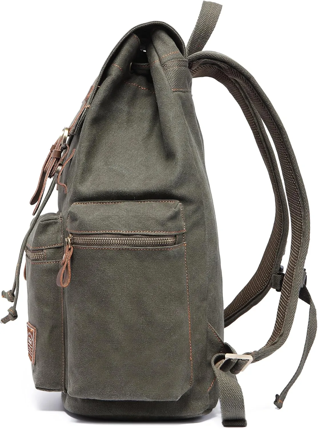 KAUKKO Vintage Casual Canvas and Leather Rucksack Backpack
