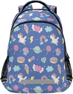 Kcldeci Kids Backpack for Girls Boys Cute Unicorn Magic Fairytale Pony with Rainbow Middle-School Backpacks Elementary Bookbags School Book Bag Travel Bag