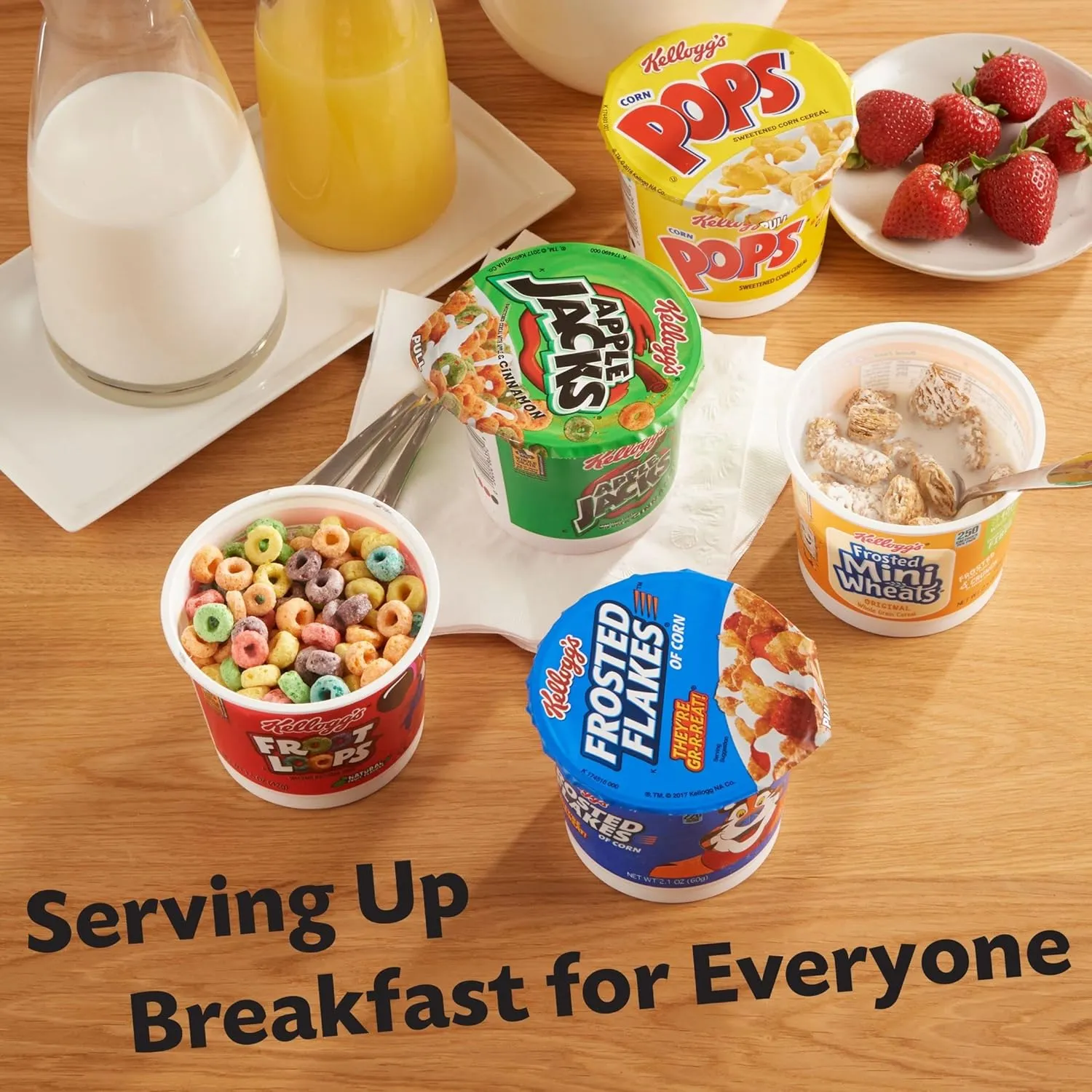 Kellogg's Breakfast Cereal in a Cup, Assortment Pack, Bulk Size (Pack of 24 Cups)