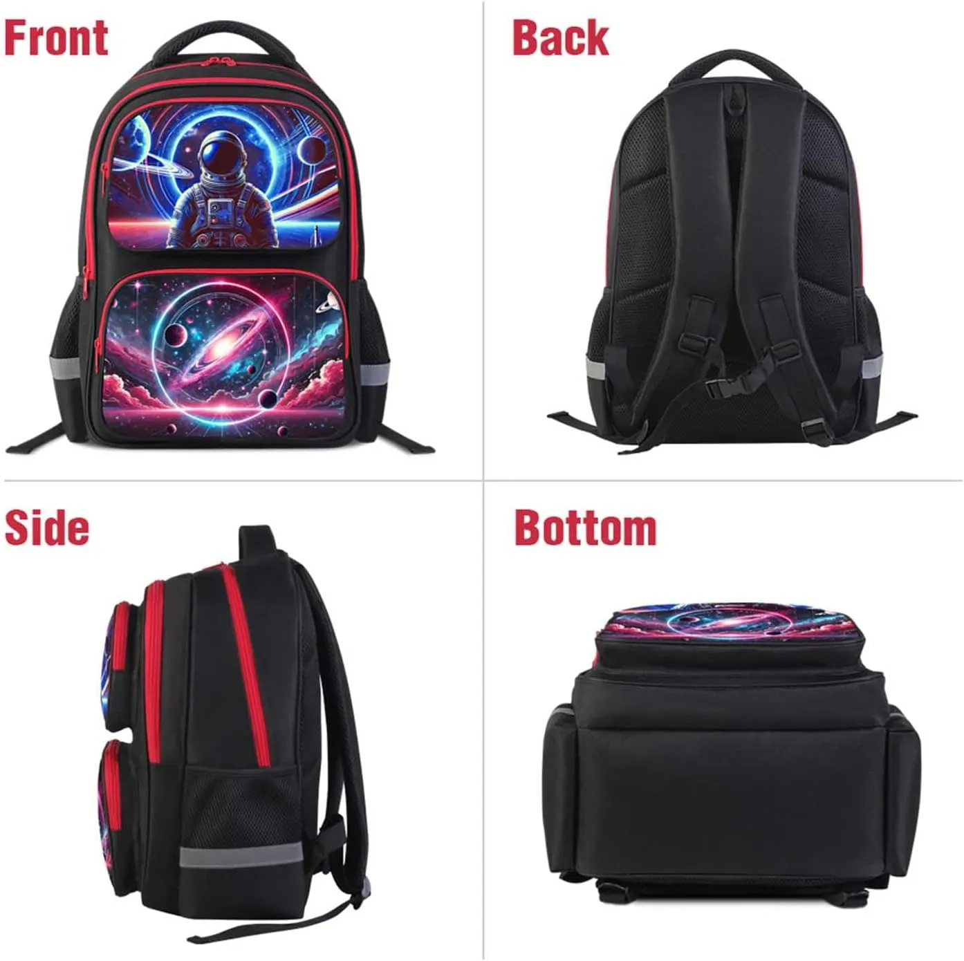 Kids Backpack for Boys and Girls, School Bag with Astronaut Galaxy Space Design, 17" Adjustable Bookbag for Back to School and Travel, Elementary and Middle School, Ages 6–18