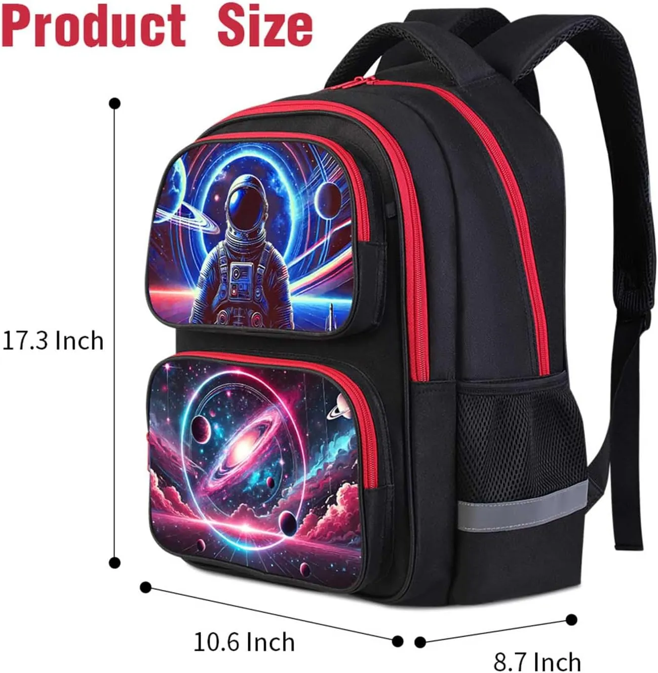 Kids Backpack for Boys and Girls, School Bag with Astronaut Galaxy Space Design, 17" Adjustable Bookbag for Back to School and Travel, Elementary and Middle School, Ages 6–18