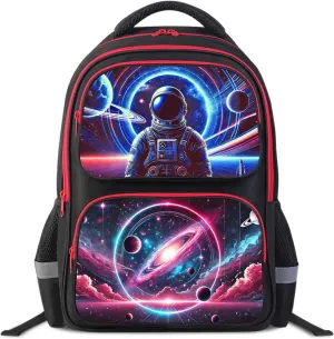 Kids Backpack for Boys and Girls, School Bag with Astronaut Galaxy Space Design, 17" Adjustable Bookbag for Back to School and Travel, Elementary and Middle School, Ages 6–18