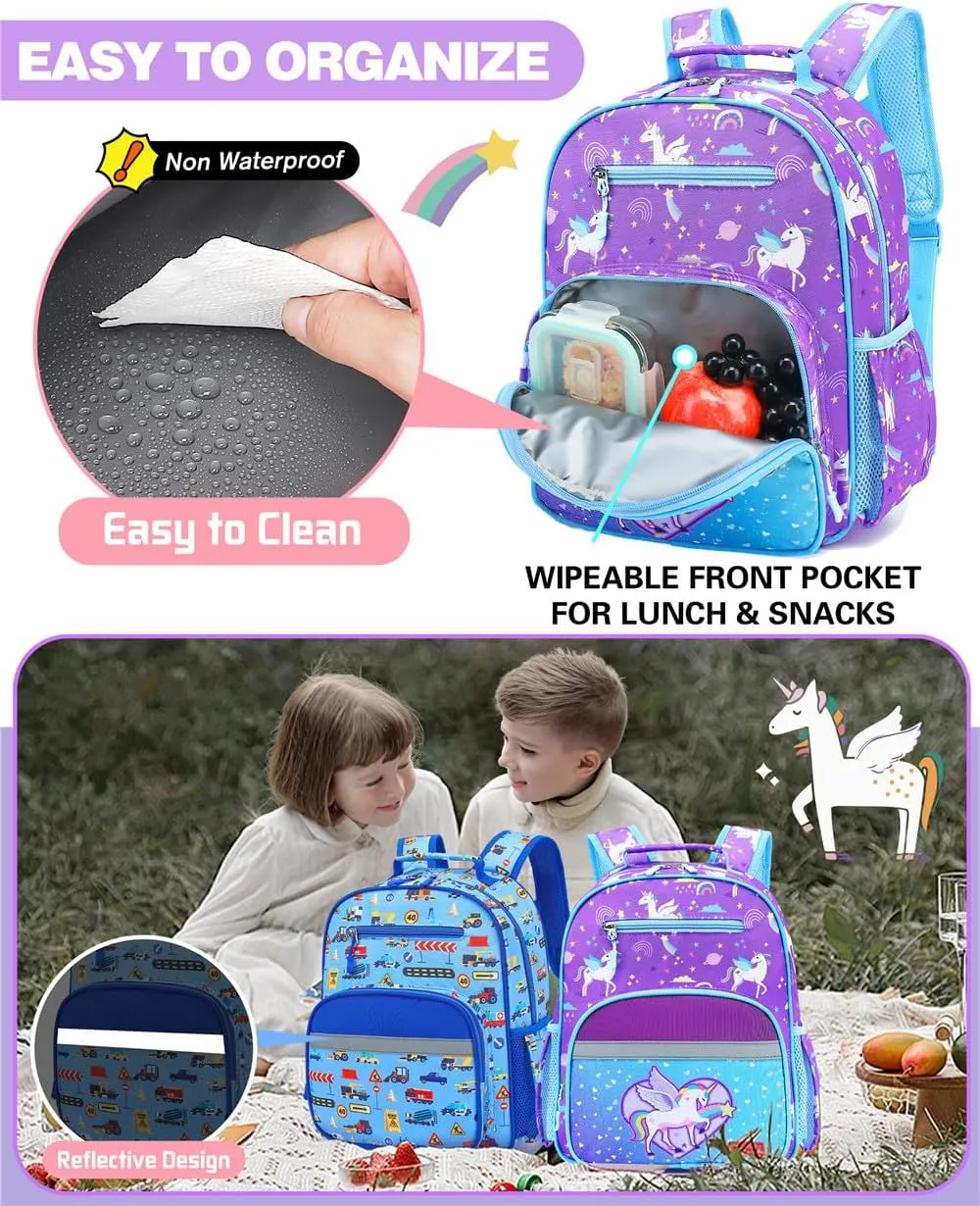Kids Backpack for School Girls Toddlers Boys Cute Lightweight Bookbag Preschool Kindergarten Primary Elementary School Travel Gifts Bags(Purple Unicorn,Kids / 12L)