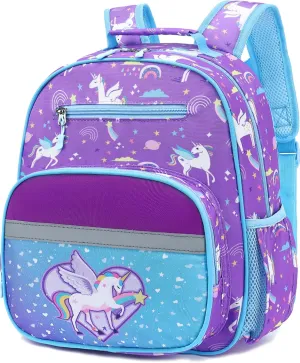 Kids Backpack for School Girls Toddlers Boys Cute Lightweight Bookbag Preschool Kindergarten Primary Elementary School Travel Gifts Bags(Purple Unicorn,Kids / 12L)