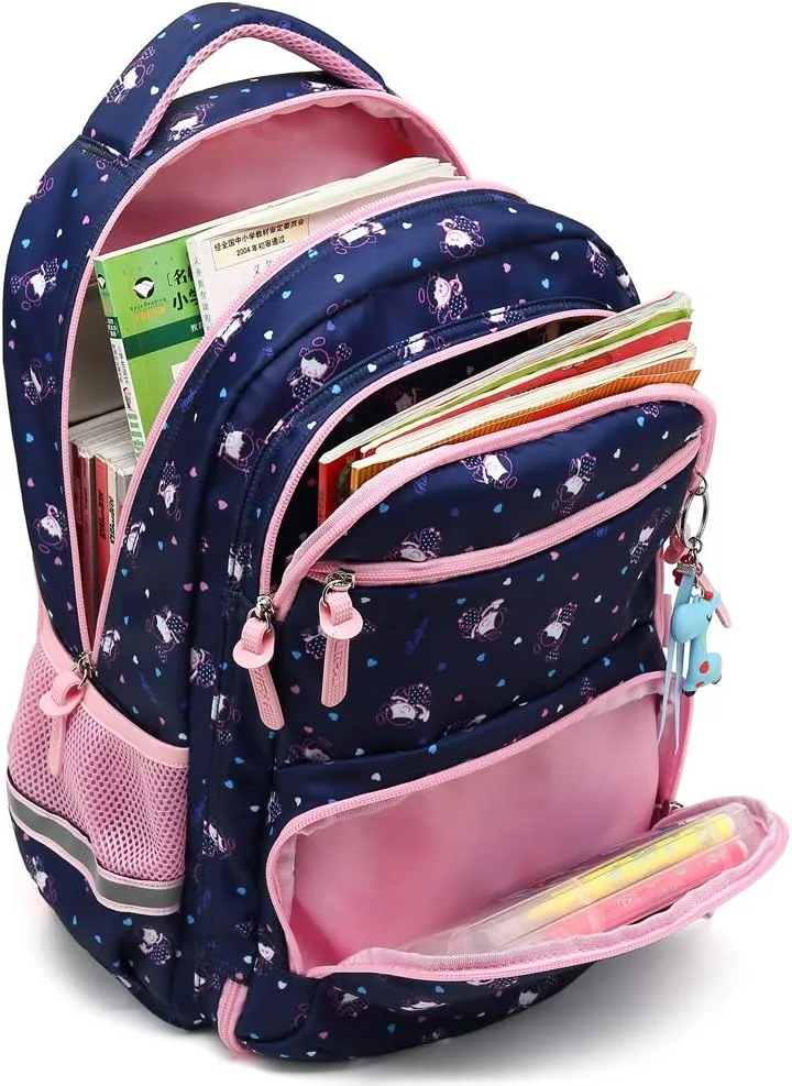 Kids Girls School Backpack with Chest Strap Princess Cute Big Elementary Bookbag (Medium, Royalblue)