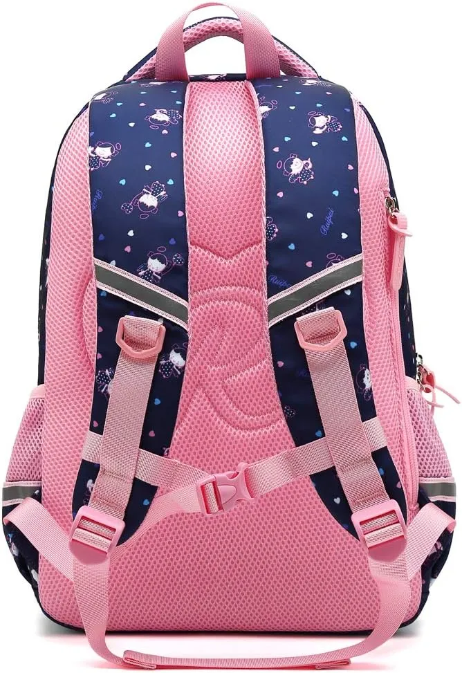 Kids Girls School Backpack with Chest Strap Princess Cute Big Elementary Bookbag (Medium, Royalblue)