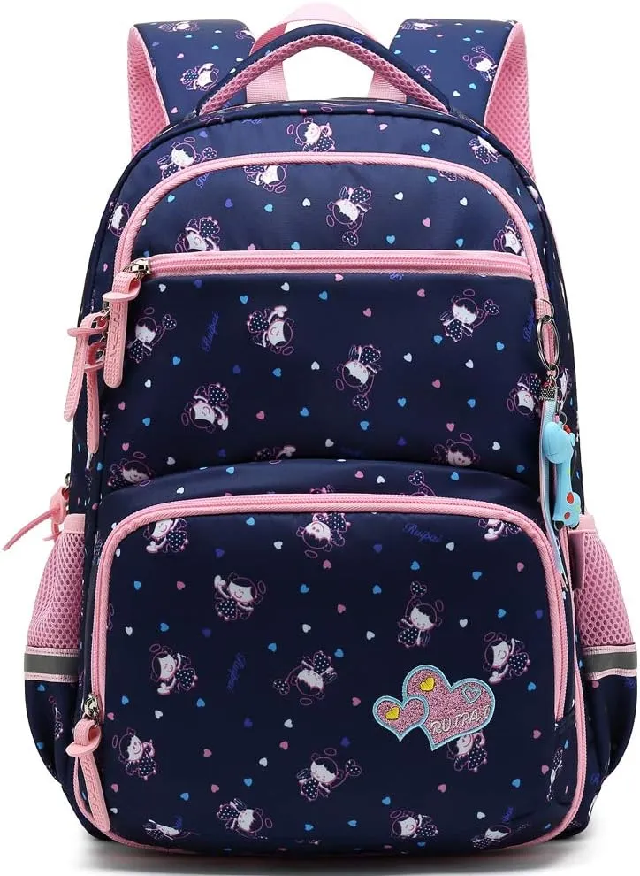Kids Girls School Backpack with Chest Strap Princess Cute Big Elementary Bookbag (Medium, Royalblue)