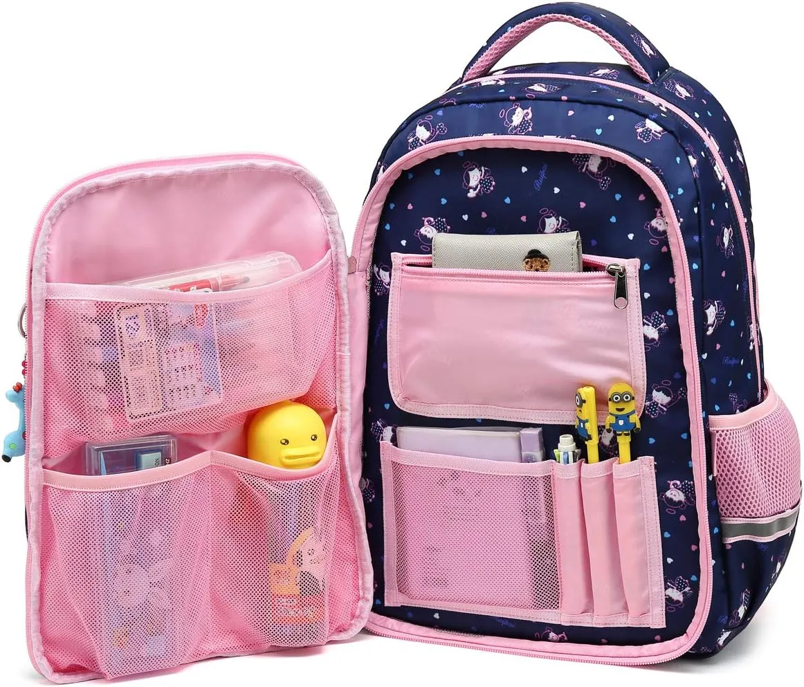 Kids Girls School Backpack with Chest Strap Princess Cute Big Elementary Bookbag (Medium, Royalblue)