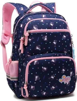 Kids Girls School Backpack with Chest Strap Princess Cute Big Elementary Bookbag (Medium, Royalblue)