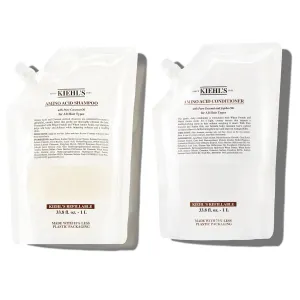 Kiehl's Amino Acid Shampoo and Conditioner Duo, with Amino Acids and Coconut Oil to Cleanse and Moisturize Hair - Refill Pouches ​