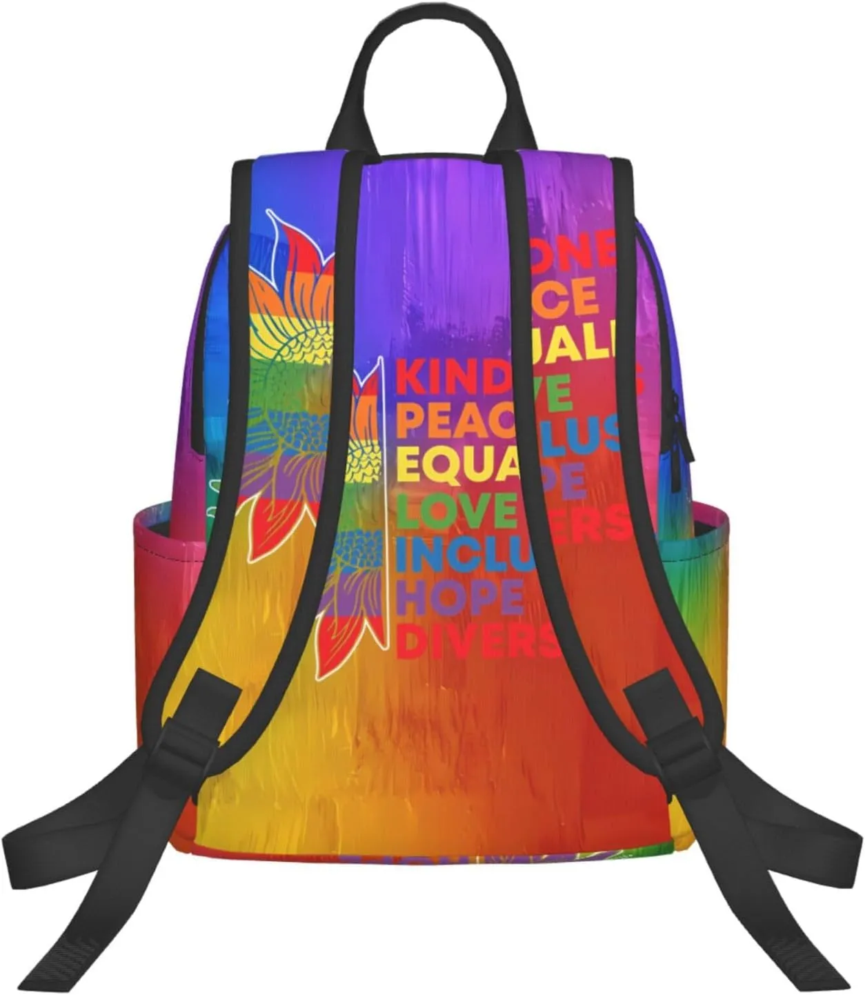 Kindness Peace Equality Love Inclusion Pride Sunflower Travel Laptop Backpack Casual Backpacks Double Shoulder Daypack Notebook Rucksack Work Bags Sports Bag for Hiking Camping Beach