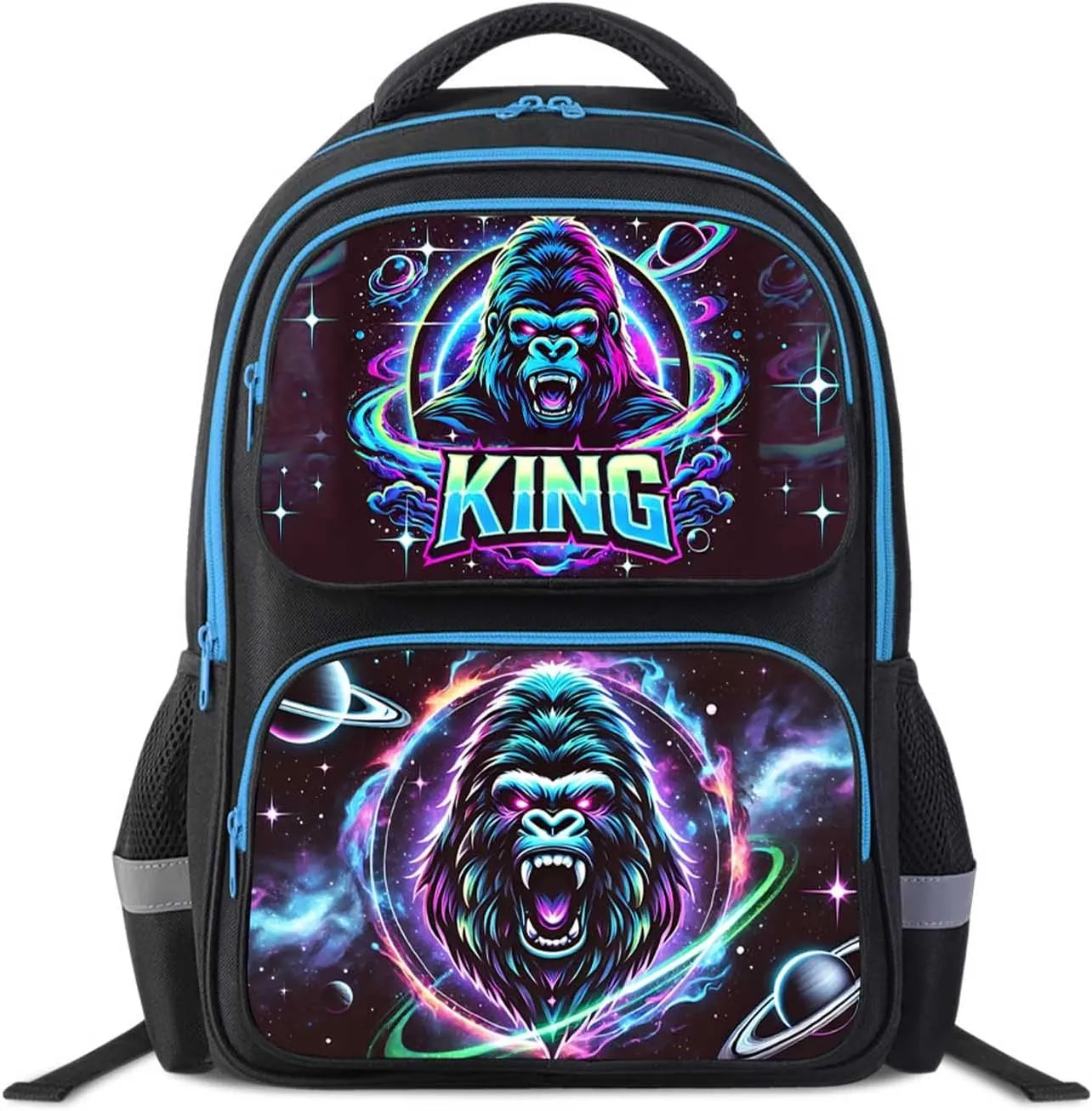 King Gorilla Animal Kids Backpack for Boys and Girls, Lighweight Large Capacity Bookbag, Adjustable Straps School Bag for Back to School & Travel, 17" Student Back Pack for Children Age 6-18