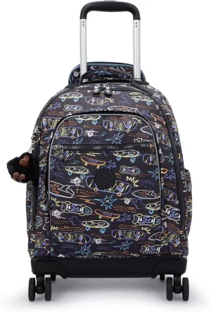 Kipling New Zea Printed 15" Laptop Rolling Backpack Neon Skate