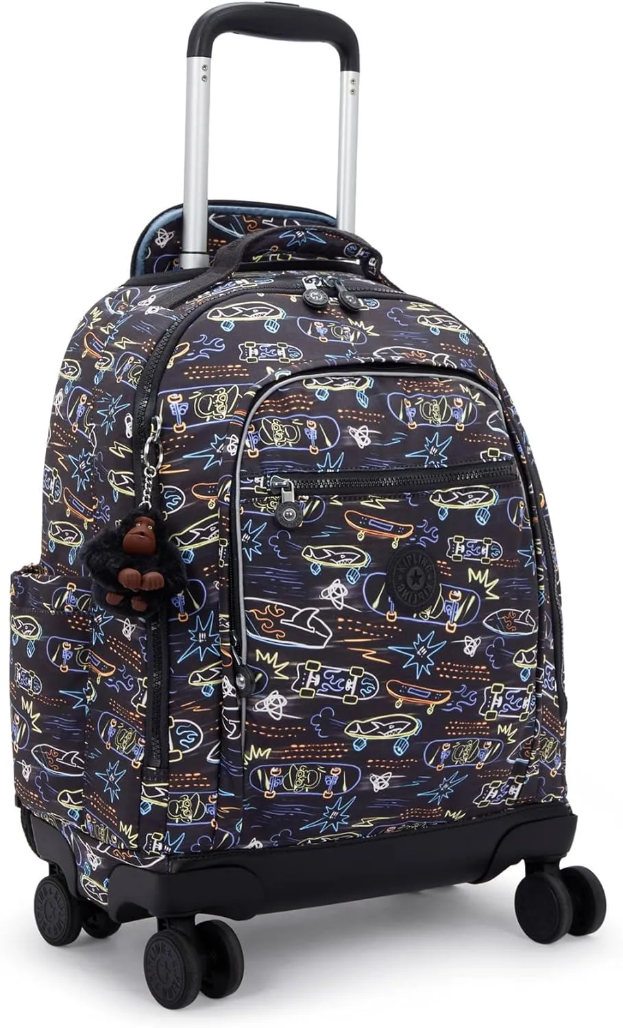 Kipling New Zea Printed 15" Laptop Rolling Backpack Neon Skate