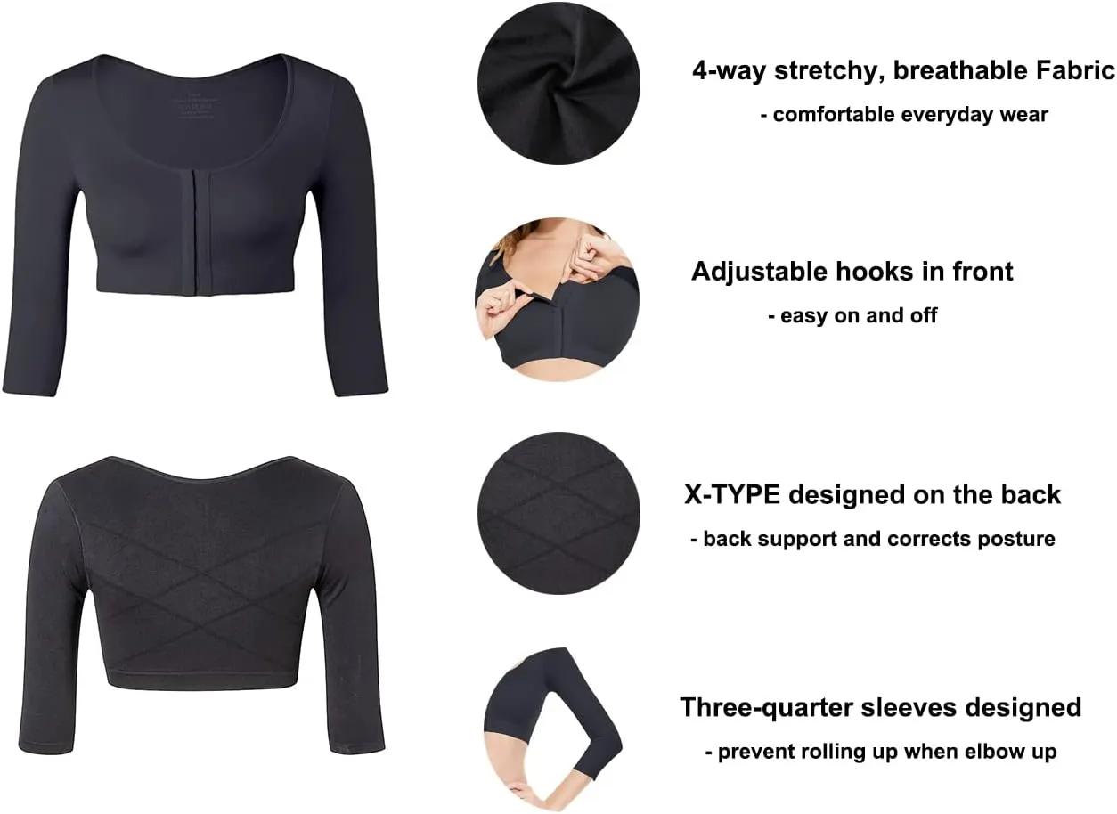 KSKshape Arm Shaper for Women Post Surgery Arm Lipo Compression Sleeves Front Closure Shapewear Bra Posture Corrector