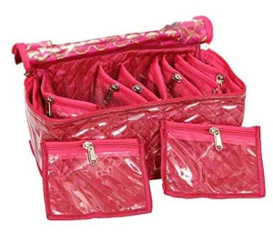 Kuber IndustriesTM Jewellery Box With 10 Transparent Pouches (Pink)