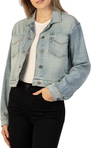 KUT from the Kloth Women's Lara Crop Jacket W/Drop Shoulder-patch Front Pocket