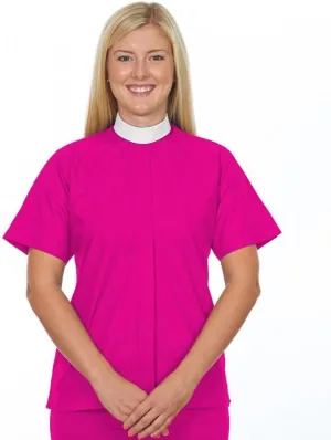 Ladies Clergy Shirt - Includes Banded Collar - Short Sleeves - Wrinkle-Resistant - Clergy Shirts for Women