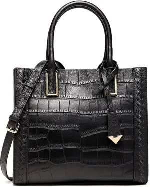 Ladies Shoulder Handbag Crocodile Patent Leather Messenger Bag Large Capacity Female Tote, Black
