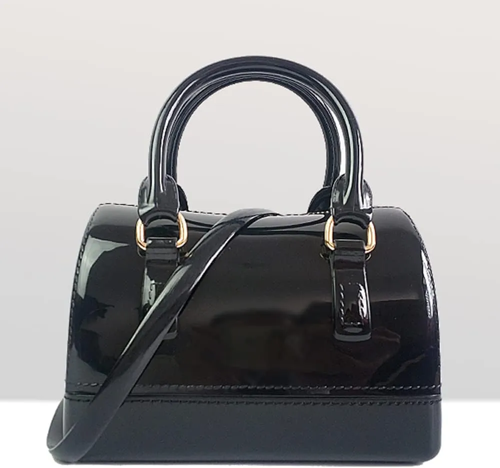 Ladies Summer Transparent Handbag Jelly Boston Shoulder Bag Candy Color Purses