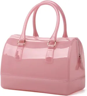 Ladies Summer Transparent Handbag Jelly Boston Shoulder Bag Candy Color Purses