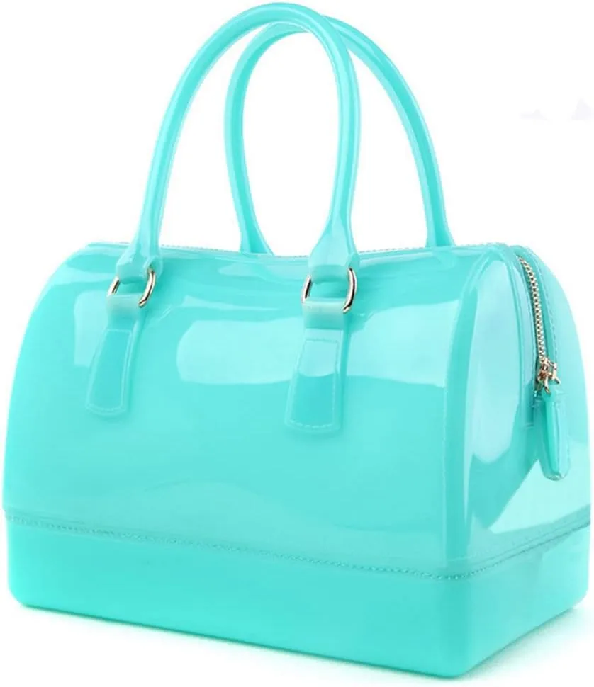 Ladies Summer Transparent Handbag Jelly Boston Shoulder Bag Candy Color Purses
