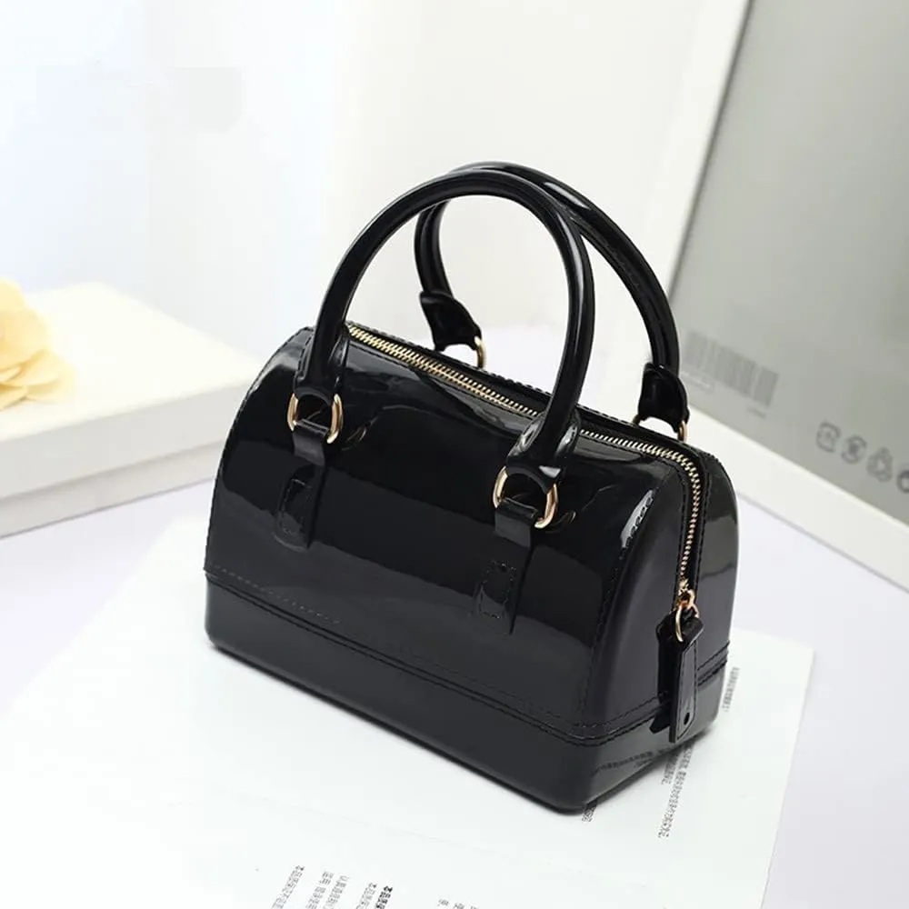 Ladies Summer Transparent Handbag Jelly Boston Shoulder Bag Candy Color Purses