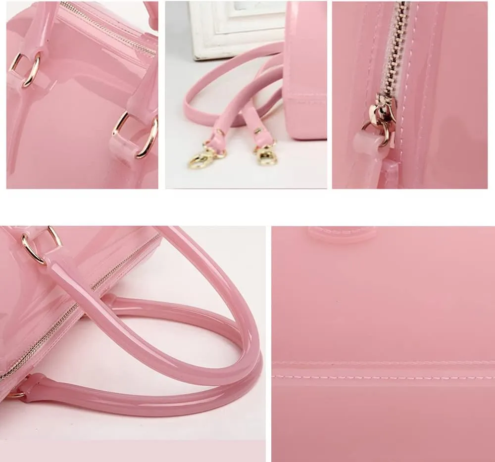 Ladies Summer Transparent Handbag Jelly Boston Shoulder Bag Candy Color Purses