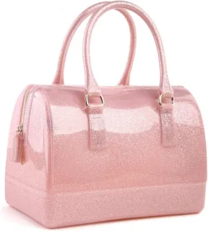 Ladies Summer Transparent Handbag Jelly Boston Shoulder Bag Candy Color Purses