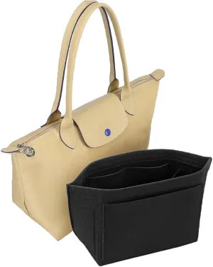 Lady Purse Organizer，Handbag divider organizer，Premium Felt & Zipper Lady Purse Organizer Insert for Neverfull MM，Handbagand More(black, Large)