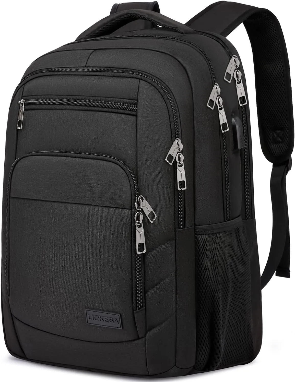 Laptop Backpack for Men Women, School Backpacks for Boys Girls,Water Resistant Black Backpack with USB Charging Port,15.6 Inch College Bookbag Daypack