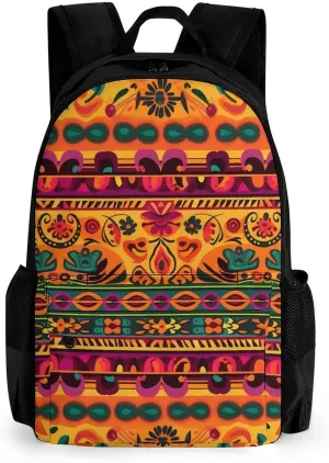 Laptop Backpack for Women Men Daypack Mexican Folk Art Boho Backpacks Computer Bag Travel Laptop Bag Casual Work Bag