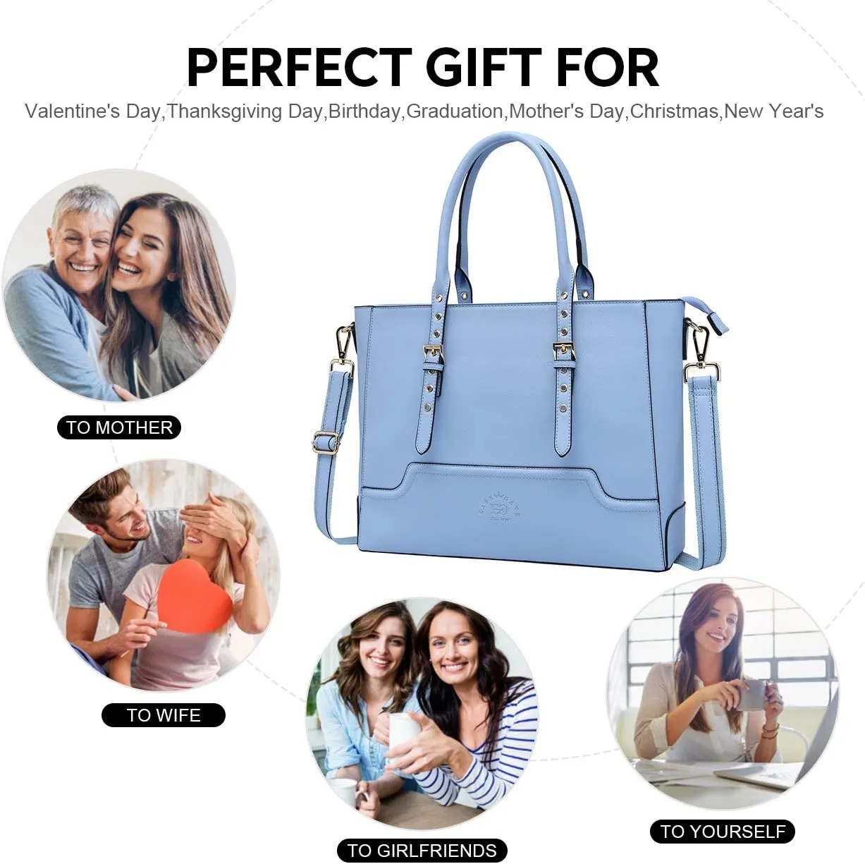 Laptop Bag for Women,15.6 17 Inch Tote Bag,Ideal Gifts for Women,Work Bag,Teacher Bag,Graduation Gifts for College