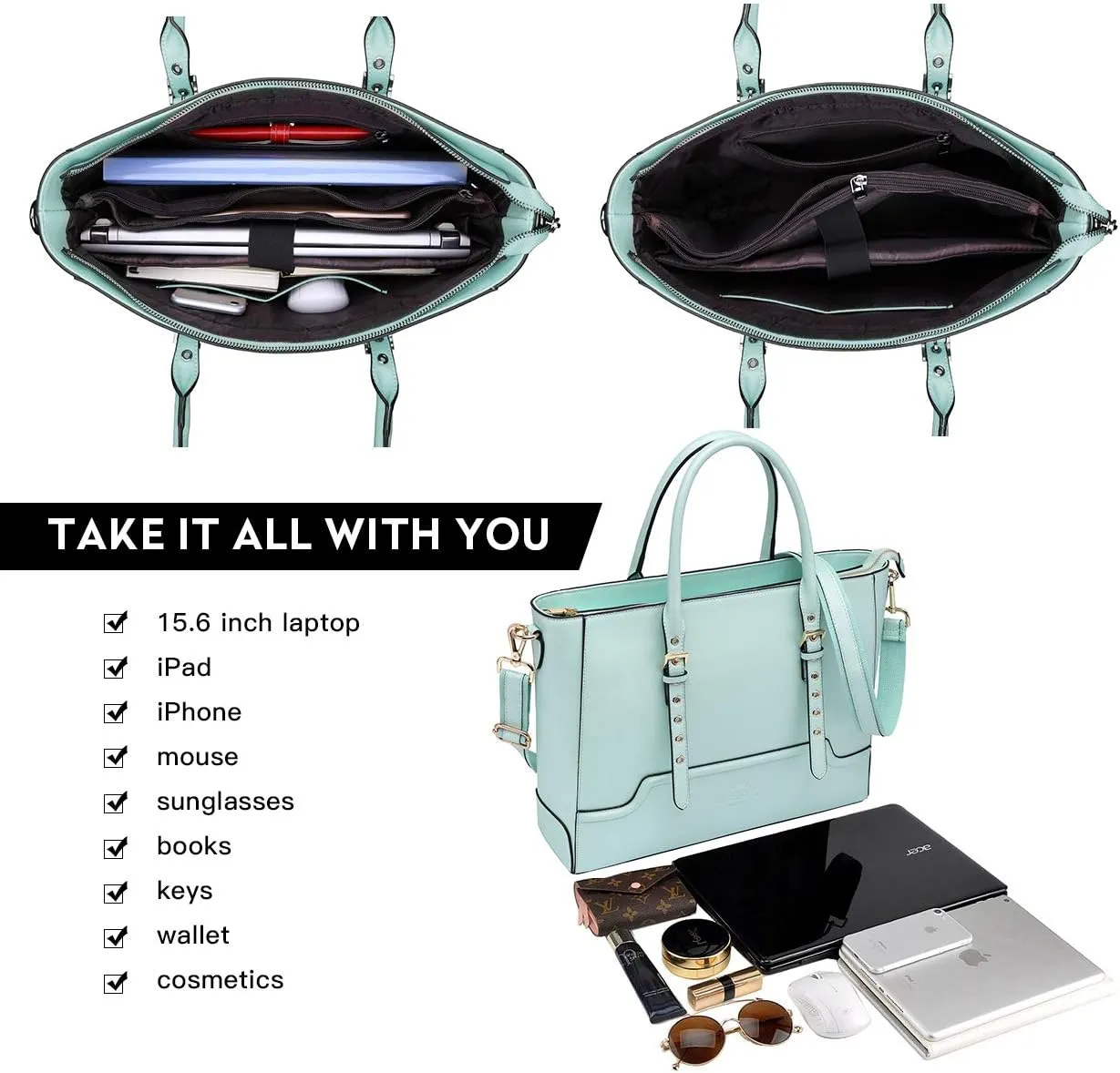 Laptop Bag for Women,15.6 17 Inch Tote Bag,Ideal Gifts for Women,Work Bag,Teacher Bag,Graduation Gifts for College