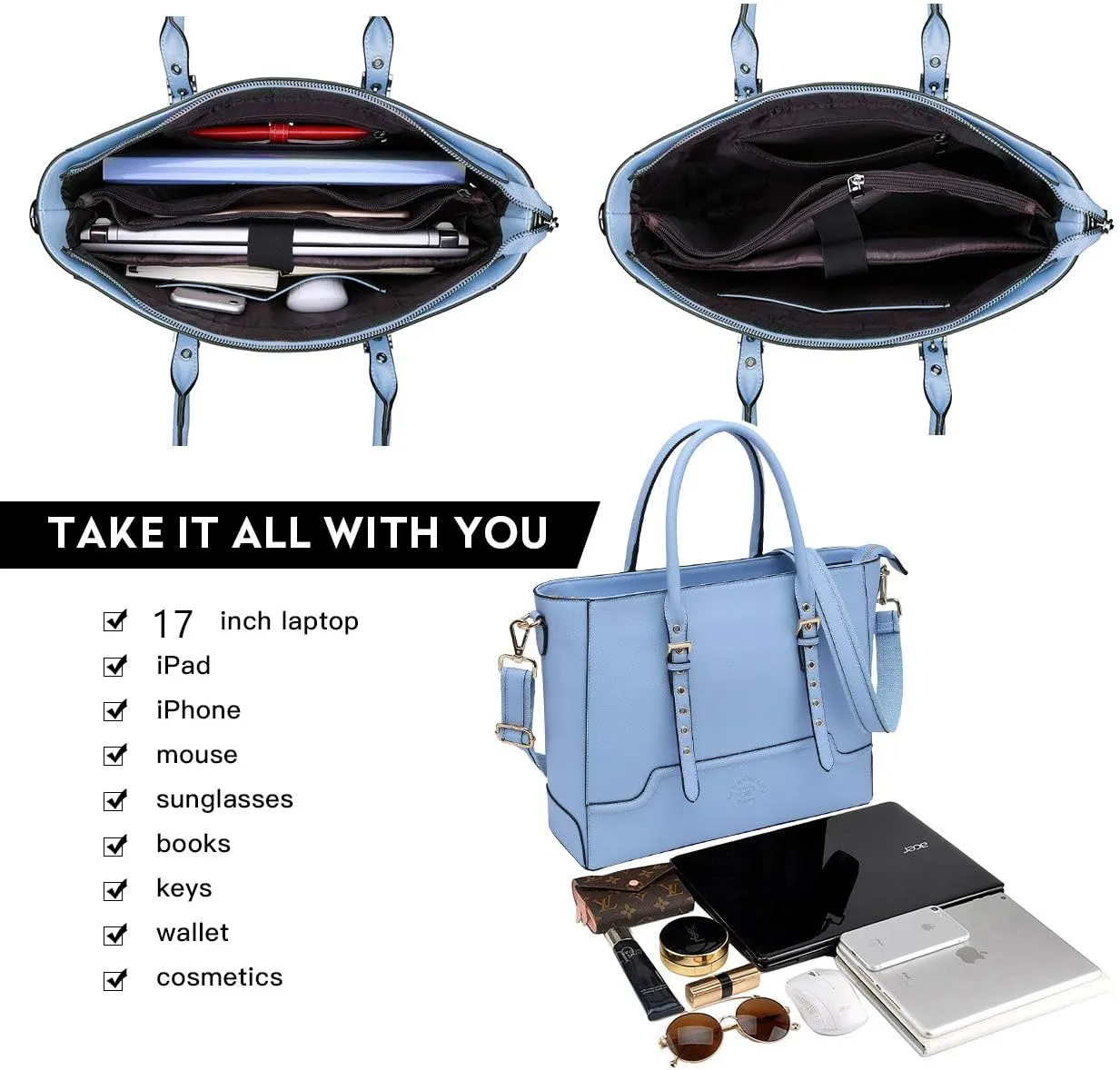 Laptop Bag for Women,15.6 17 Inch Tote Bag,Ideal Gifts for Women,Work Bag,Teacher Bag,Graduation Gifts for College