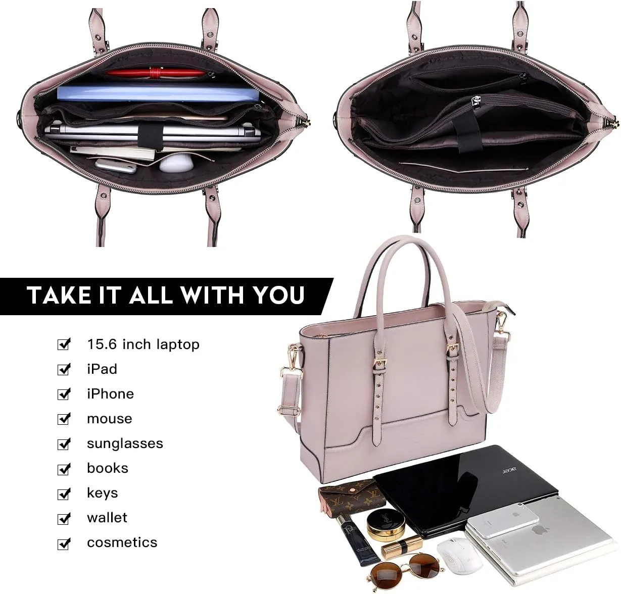 Laptop Bag for Women,15.6 17 Inch Tote Bag,Ideal Gifts for Women,Work Bag,Teacher Bag,Graduation Gifts for College