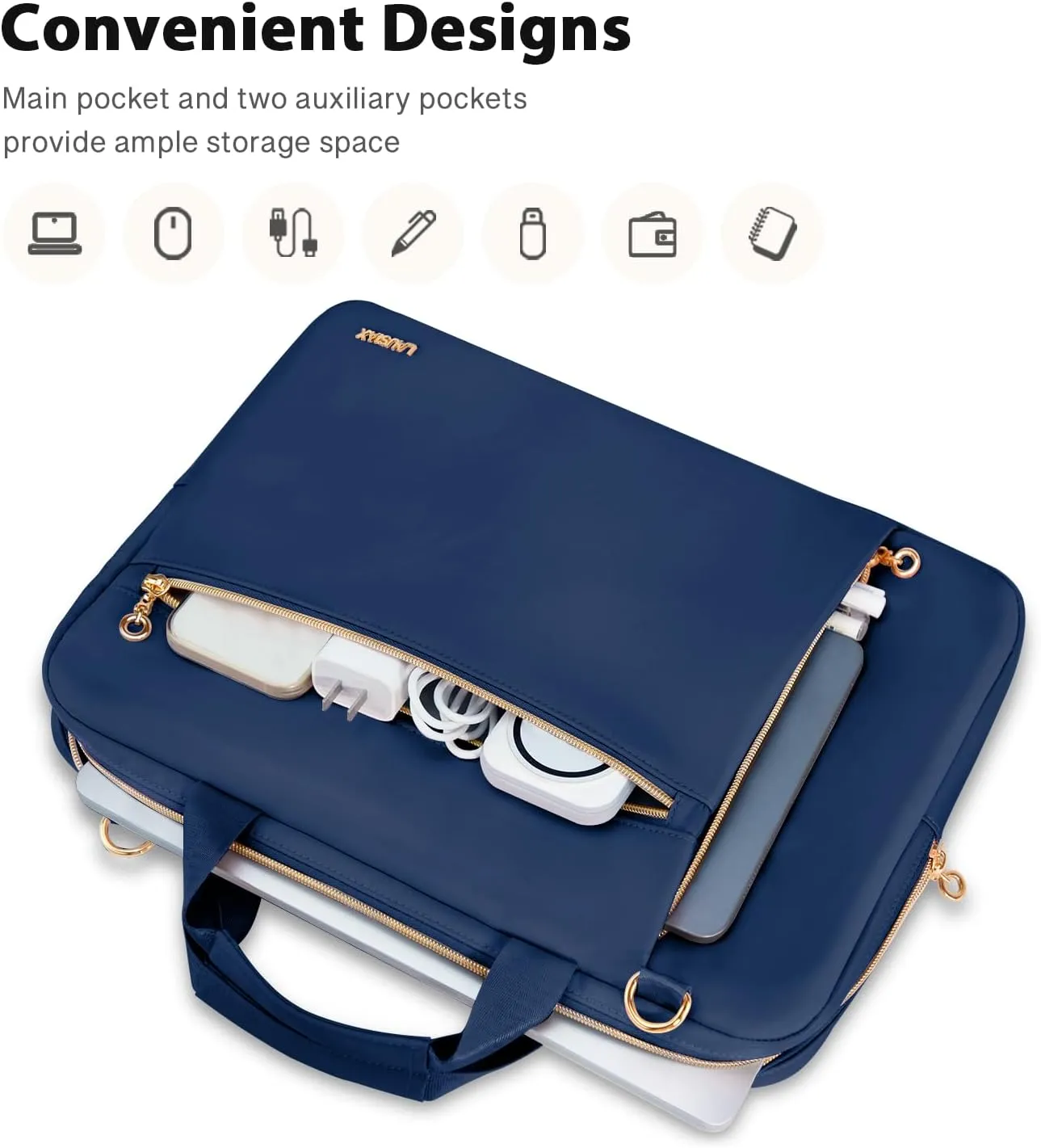Laptop Case Bag Women Men Computer Sleeve Compatible with MacBook/Dell/HP/Acer/ASUS/LG, Waterproof Shoulder Carrying Briefcase, Blue, 15.6-16 Inch