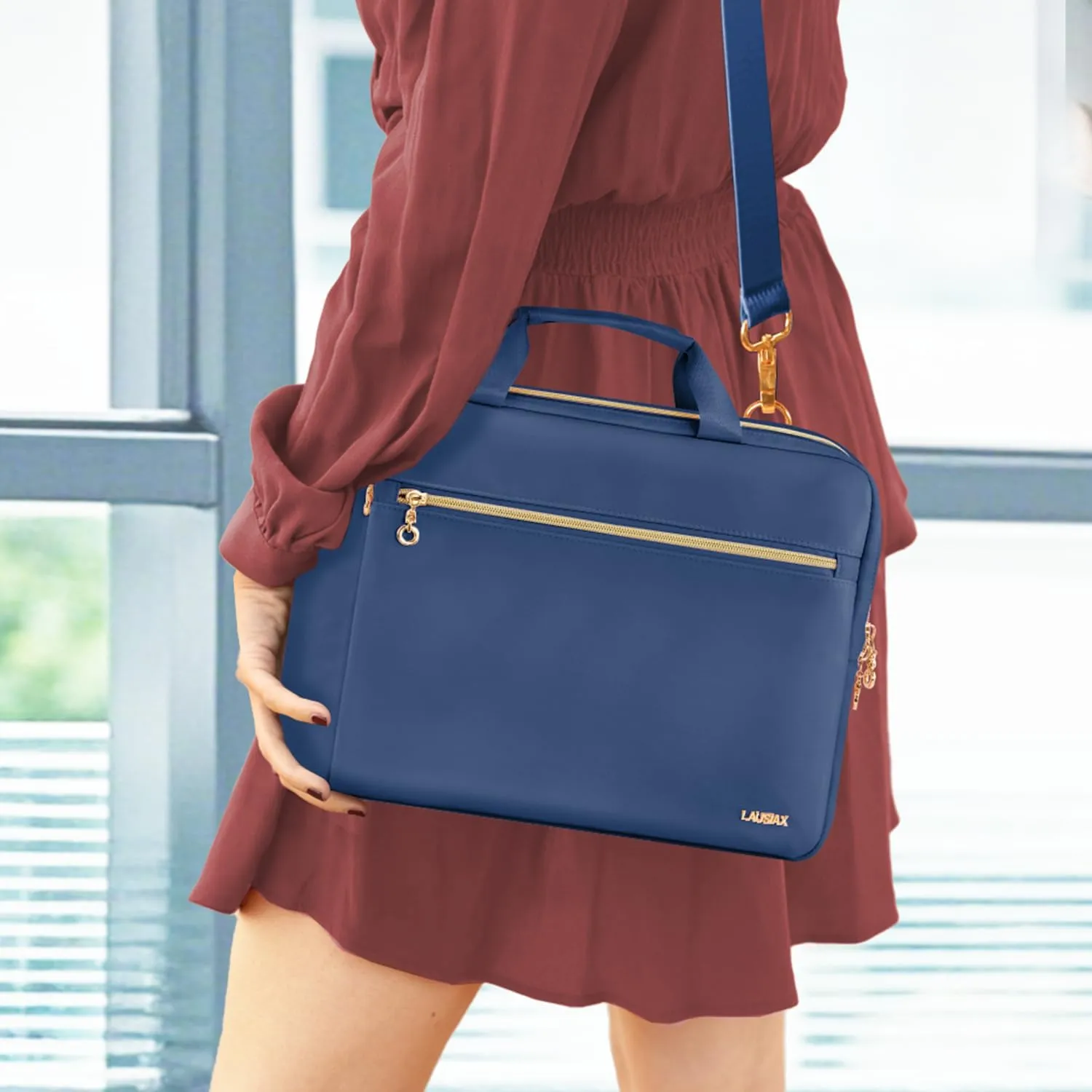 Laptop Case Bag Women Men Computer Sleeve Compatible with MacBook/Dell/HP/Acer/ASUS/LG, Waterproof Shoulder Carrying Briefcase, Blue, 15.6-16 Inch