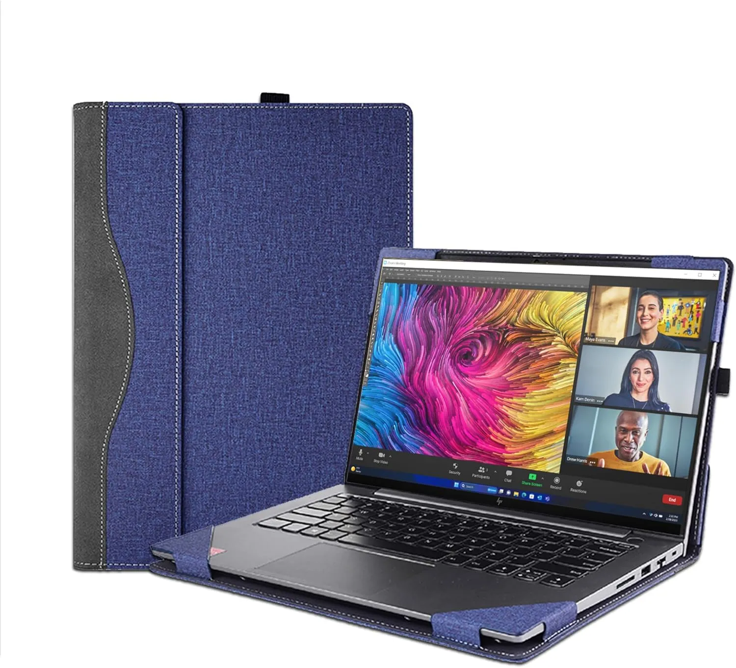 Laptop Case Cover for HP Envy x360 2-in-1 Laptop 16-ad 16z-ad 16-ac 16t-ac & for HP Zbook Firefly 16 Inch G11,Separable PU Leather Protective Bag Accessories with Thermal Vent (Dark Blue)