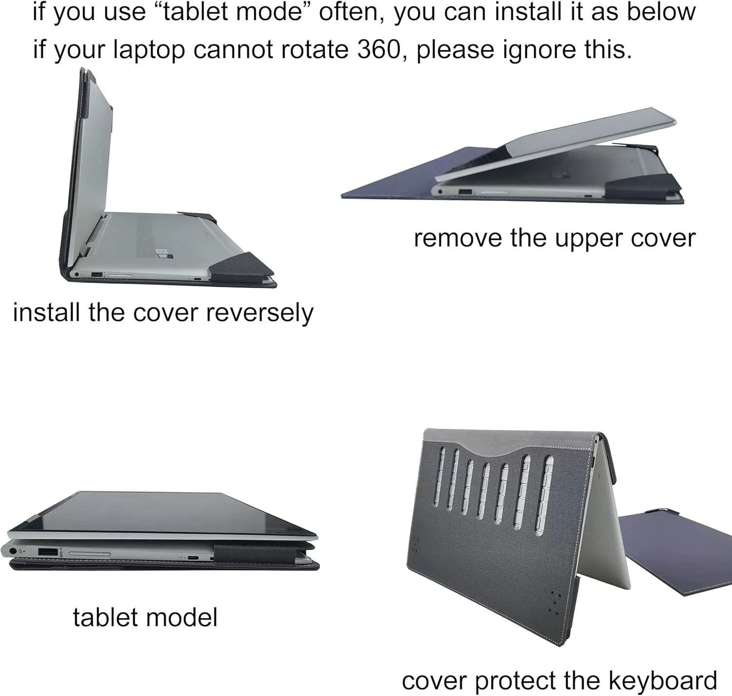 Laptop Case Cover for Hp Spectre X360 16 16-aa for Envy X360 16 16-ad 16-ac [Do Check Model] Notebook Sleeve Computer Bag Protective PU Shell Accessories with Heat Dissipation Hole (Light Grey)